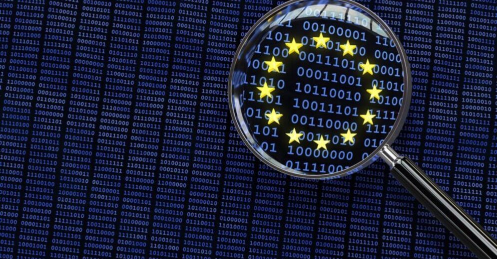 vergrootglas met EU-symbool - inzagerecht